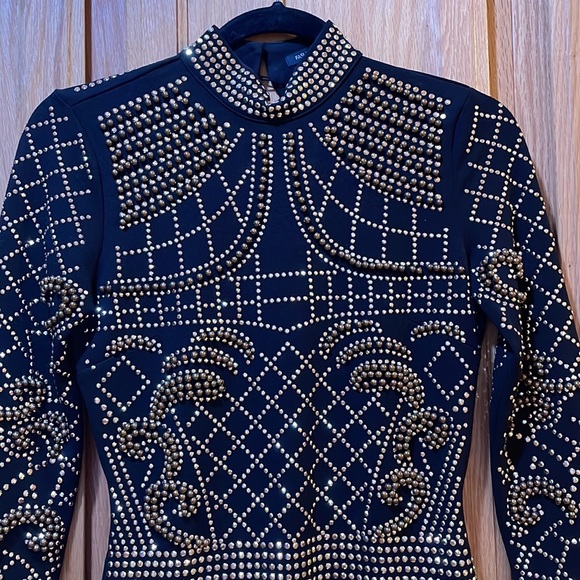 Mini dress from Fashion nova, size XS color black with gold stud and beads. - Picture 2 of 8